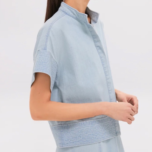 TUCKERNUCK Light Wash Denim Trapunto Stitch Sofia Shirt - Picture 2 of 5